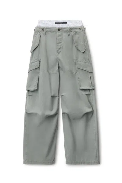 Alexander Wang Boxer Waist Cargo Pant Washed Green Bay In Gray