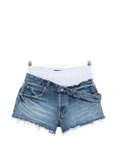 Alexander Wang Boxer-layered Shorts In Blue
