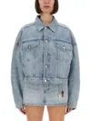 Alexander Wang Boxy Fit Denim Trucker Jacket In Blue
