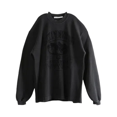 Pre-owned Alexander Wang Boxy Long-sleeve Graphic T-shirt 'washed Black' | Men's Size M