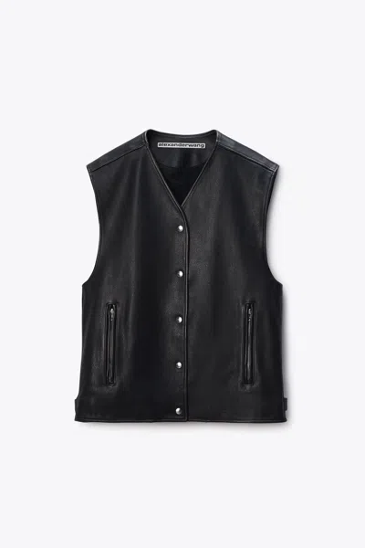 Alexander Wang Boxy Moto Vest In Black