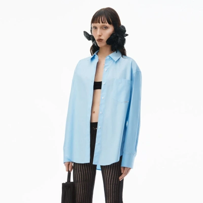 Alexander Wang Boyfriend Shirt In Cotton In Chambray Blue