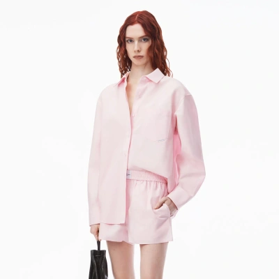 Alexander Wang Boyfriend Shirt In Cotton In Light Pink