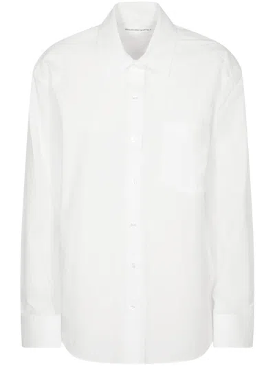 Alexander Wang Boyfriend Shirt With Logo Flag Tag And Relaxed Fit In White