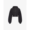 Alexander Wang Womens Faded Black Brand-patch Cropped Cotton-jersey Hoody In Faded Black