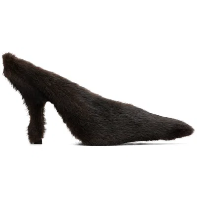 Alexander Wang Brown Natasha 105mm Faux Fur Heels In 200-brown