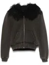 Alexander Wang Fur-hood Jacket In Grey