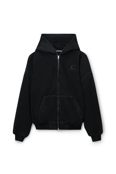 Alexander Wang Brushed Denim Oversized Hoodie Washed Black