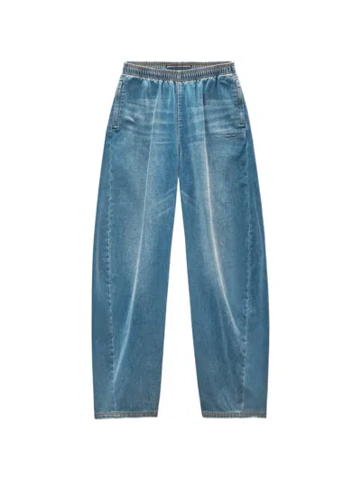 Alexander Wang Brushed-denim Track Pants In Blue