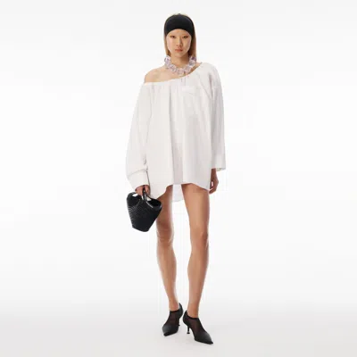 Alexander Wang Bungee Scoop Neck Mini Shirt Dress In White