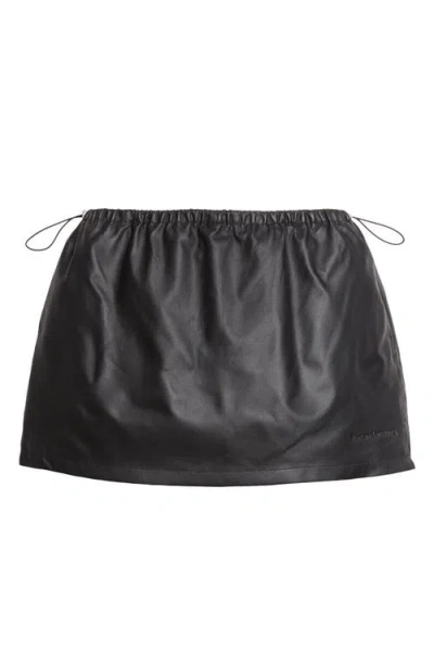 Alexander Wang Bungee Waist Leather Miniskirt In Black