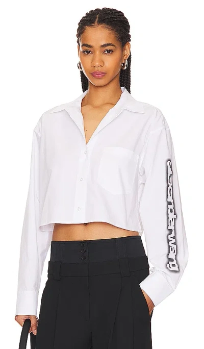 Alexander Wang Button Down Cropped Shirt In 白色