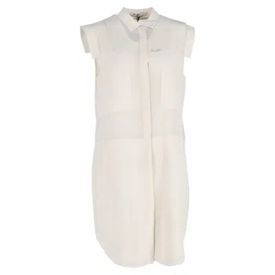 Alexander Wang Button-down Mini Shirt Dress In Cream Silk In Neutral