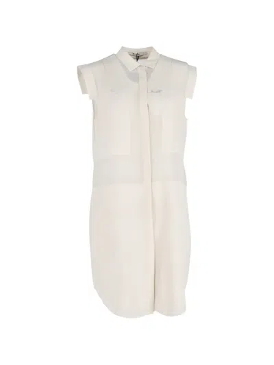 Pre-owned Alexander Wang Button-down Mini Shirt Dress In Neutral