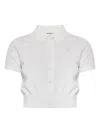 Alexander Wang Logo Embroidered Short Sleeve Crop Cardigan In White