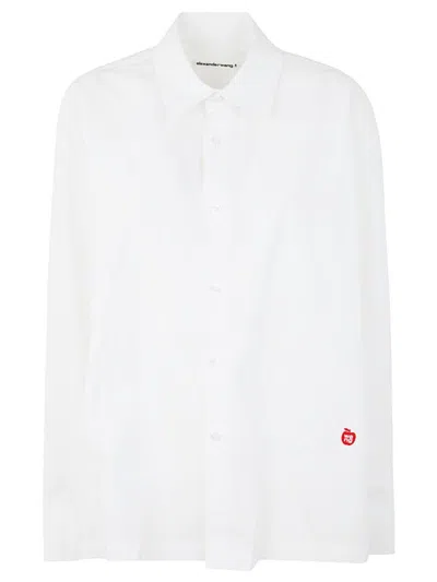 ALEXANDER WANG ALEXANDER WANG BUTTON UP LONG SLEEVE SHIRT WITH APPLE PATCH LOGO