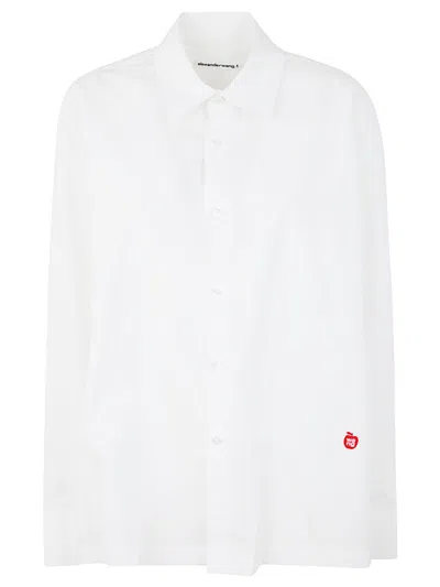 ALEXANDER WANG ALEXANDER WANG BUTTON UP LONG SLEEVE SHIRT WITH LOGO APPLE PATCH