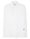 Alexander Wang Button Up Boyfriend Shirt In Compact Cotton With Apple Logo Patch In White