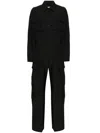 Alexander Wang Button Up Cotton Blend Cargo Jumpsuit In Black