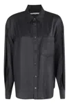 Alexander Wang Button Up Shirt W Slashed Sleeve In Black