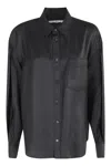 Alexander Wang Button Up Slashed Sleeve Shirt In Black