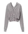 Alexander Wang Button-front Long Sleeve Cardigan Heather Grey In Gray