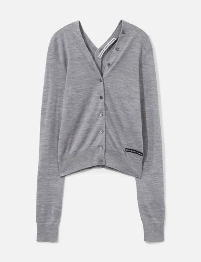 Alexander Wang Button-front Long Sleeve Cardigan In Gray