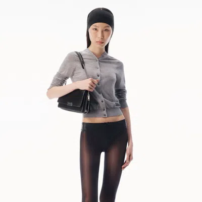 Alexander Wang Button-front Long Sleeve Cardigan In Heather Grey