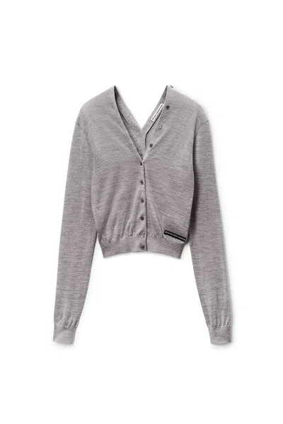 Alexander Wang Button-front Long Sleeve Cardigan Heather Grey In Gray