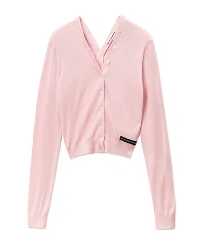 Alexander Wang Button-front Long Sleeve Cardigan In Pink