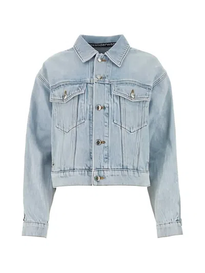 Alexander Wang Denim Jacket With Contrast Stitching And Front Pockets In Blue