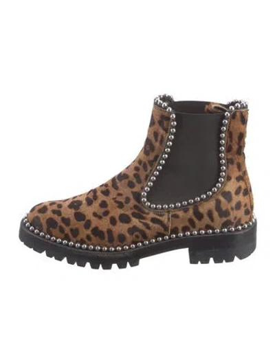 Pre-owned Alexander Wang Calf Hair Animal Print Chelsea Boots In Multi
