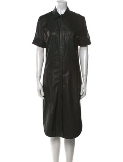 Pre-owned Alexander Wang Calf Leather Midi Length Dress In Black