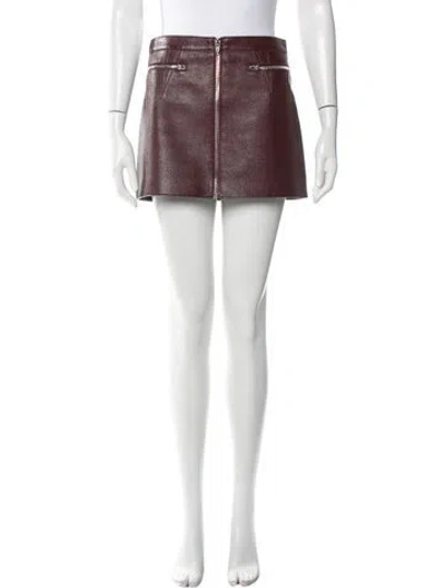 Pre-owned Alexander Wang Calf Leather Mini Skirt In Burgundy
