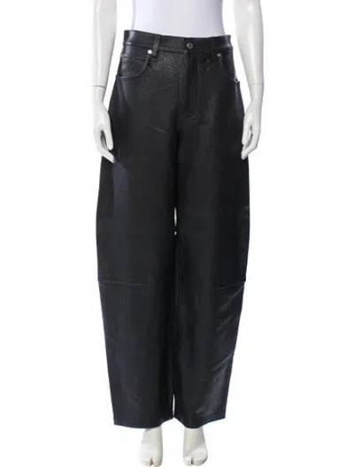 Pre-owned Alexander Wang Calf Leather Straight Leg Pants In Gray