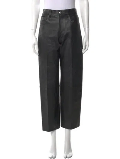 Pre-owned Alexander Wang Calf Leather Wide Leg Pants In Black