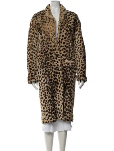 Pre-owned Alexander Wang Calfskin Animal Print Faux Fur Coat In Neutrals