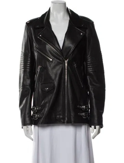 Pre-owned Alexander Wang Calfskin Biker Jacket In Black