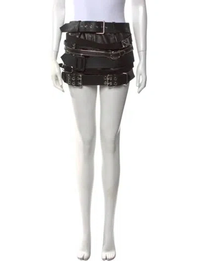 Pre-owned Alexander Wang Calfskin Mini Skirt In Black