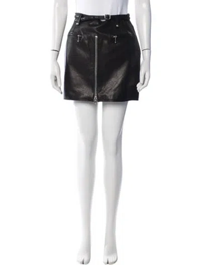Pre-owned Alexander Wang Calfskin Mini Skirt W/ Tags In Black