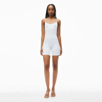 Alexander Wang Cami Bodysuit In Ribbed Jersey In White