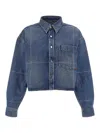 Alexander Wang Cropped Denim Shirt In Blue