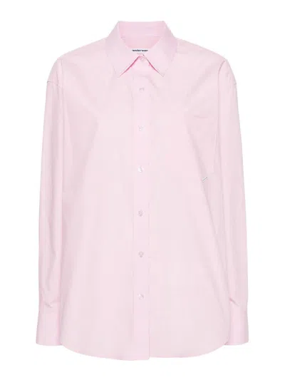 Alexander Wang Logo-patch Cotton Shirt In Pink