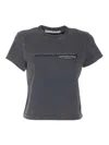 Alexander Wang Crew Neck Short Sleeves Cropped Length In Gray