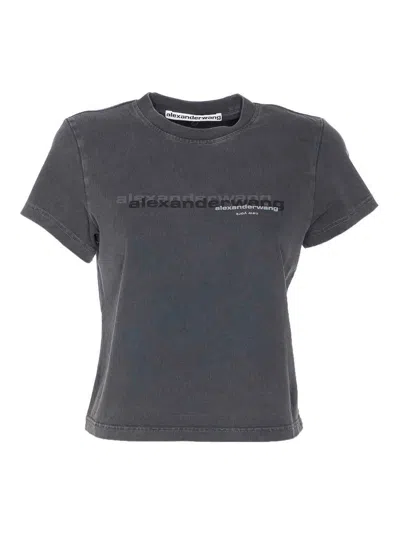 ALEXANDER WANG WASHED BLACK SHRUNKEN T-SHIRT