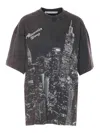 Alexander Wang Women T-shirt With Thermo-applied Rhinestones And Ny Skyline In Black