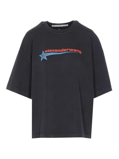 ALEXANDER WANG WASHED BLACK LOGO T-SHIRT