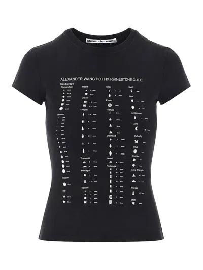 Alexander Wang Fitted Short-sleeve T-shirt With Crystal Embellishment In Black