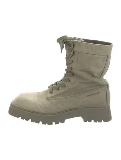 Pre-owned Alexander Wang Canvas Combat Boots In Green