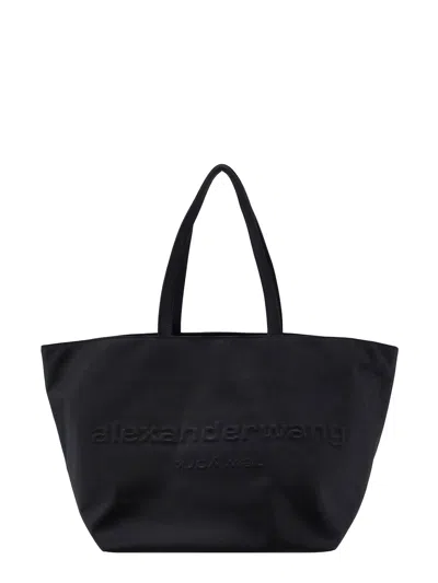 Alexander Wang Canvas Shoulder Bag With Embossed Logo In Black